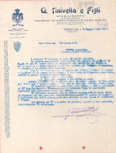 1929 TORINO Via Bava 44 - G. TINIVELLA & Figli Pavimenti in legno - Lettera (1)