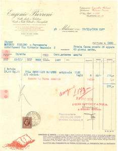 1935 MILANO Via S. Marco 38 Eugenio BORRONI Colle forti e Gelatine - Fattura (2)