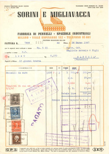 1947 MILANO Viale Espinasse SORINI e MIGLIAVACCA Fabbrica pennelli - Fattura (2)
