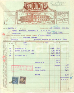 1933 MILANO Viale Corsica 36 - Enrico GIACOMESSI *Fattura per calendari olandesi