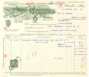 1933 MILANO Via Solari - Luigi GOGLIO Industria sacchetti di carta - Fattura (1)