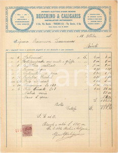 1926 TORINO Via Barolo 11 bis BECCHINO & CALIGARIS Impianti elettrici - Fattura