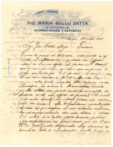 1914 SARDEGNA SORGONO (NU) Giovanni Maria BELLU SATTA Sugheri - Lettera