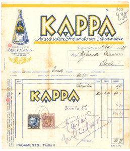 1929 TORINO Strada Pianezza 27 - Cesare MICCONE Concessionario KAPPA - Fattura