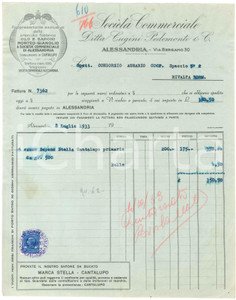 1933 ALESSANDRIA via Bergamo - Ditta Cugini PEDEMONTE - Fattura sapone STELLA