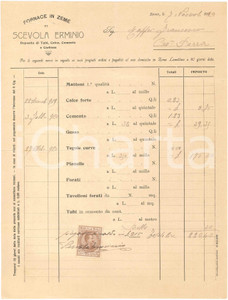 1920 ZEME (PV) - Fornace in Zeme di Erminio SCEVOLA - Fattura commerciale