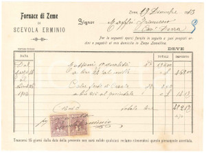 1913 ZEME (PV) - Fornace di Zeme di Erminio SCEVOLA - Fattura commerciale