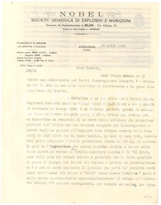 1948 AVIGLIANA (TO) - NOBEL Società generale di esplosivi e munizioni - Lettera