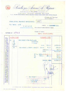 1950 TORINO Corso Vittorio Emanuele 21 - Società per Azioni A. REJNA - Fattura