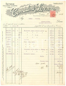 1919 TORINO Piazza Emanuele Filiberto 3 Lorenzo CORRADINI Seterie - Fattura (1)