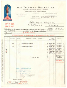 1947 MILANO Via Carlo Ravizza 7 - S.A. Daniele BELLAVITA Maglierie - Fattura (6)