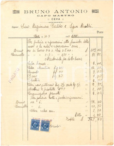 1937 CEVA (CN) - Antonio BRUNO Capo Mastro - Fattura per lavori (3)