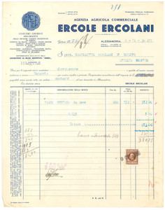 1936 ALESSANDRIA - Ercole ERCOLANI Agenzia Agricola Commerciale - Fattura (7)