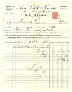 1929 TORINO Docks Porta Nuova - SERRA, GILLI & GROSSO Olii Salumi - Fattura (5)