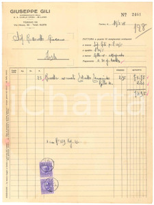 1931 TORINO Via Nizza 32 - Giuseppe GILI Fattura per estratto al tamarindo 21x28