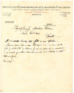 1935 ca GENOVA Palazzo Fieschi - Istituto Commerciale Laniero Italiano *Lettera