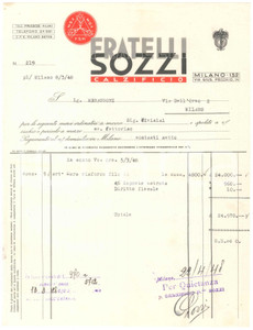 Documento originale, autentico 1948 MILANO Via G. Pecchio 14  FSM Fratelli SOZZI Calzificio  Fattura 1