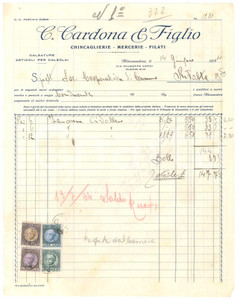 1934 ALESSANDRIA - C. CARDONA & Figlio Chincaglierie Mercerie - Fattura (1)