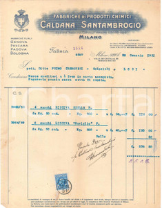 1931 MILANO Via G. de Castillia 26 CALDANA SANTAMBROGIO *Fattura per lisciva (2)