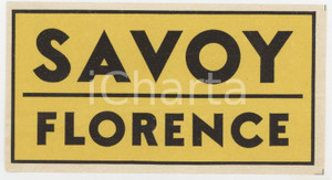 1920 ca FIRENZE Hotel Savoy Florence - Etichetta 12x6 cm (1) Etichetta d'epoca.  GOOD/buono  FORMATO: 12x6 originale e autentica 1