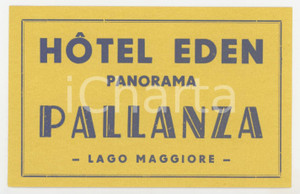 1950 ca PALLANZA LAGO MAGGIORE Hotel Eden Panorama - Etichetta 11x7 cm 1 Etichetta d'epoca. FAIR/discreto Lievi piegature agli angoli Formato: 11x7 originale e autentica 1