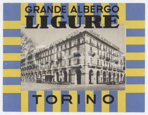 1920 ca TORINO Grande Albergo Ligure - Etichetta ILLUSTRATA 14x10 cm Etichetta d'epoca.  GOOD/buono  Formato: 10x12 originale e autentica 1