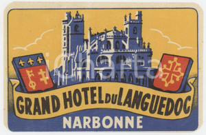 1955 ca NARBONNE - FRANCE Grand Hotel du Languedoc - Etichetta ILLUSTRATA 12x8