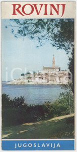 1970 ca JUGOSLAVIJA / ROVINJ - ISTRIA - Illustrated vintage brochure Pieghevole pubblicitario d'epoca, illustrato.PAGINE: 12 facciate (fronte/retro) + 8  POOR/danneggiato strappi al margine inferiore lungo le piegature Formato: 11x22 cm originale e autentica 1