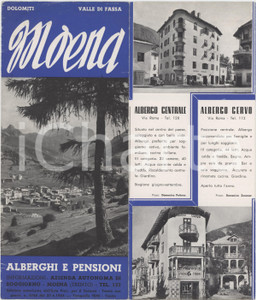 1954 TURISMO DOLOMITI - MOENA - Pieghevole ILLUSTRATO alberghi e pensioni