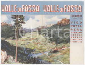 1950 ca TURISMO DOLOMITI - VALLE DI FASSA - Pieghevole illustrato G. FRATTINI