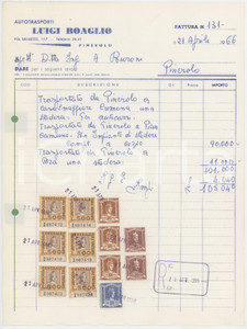 1966 PINEROLO (TO) - Luigi BOAGLIO Autotrasporti - Fattura commerciale (2)