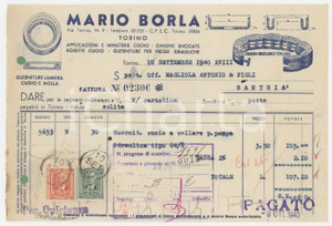 1940 TORINO - Mario BORLA via Tarino 9 - Cuoio, cinghia snodabile (13) *Fattura