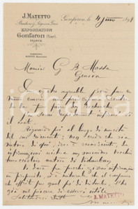 Documento originale, autentico 1898 GONFARON VAR   J. MATETTO  Bouchons et LiÃ¨ges en Gros  Lettre 1
