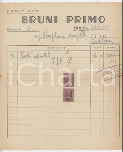 1948 BRONI (PV) - Primo BRUNI Panificio - Fattura per paste assortite