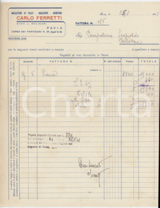 1948 PAVIA Corso dei Partigiani 35 - Carlo FERRETTI Filati Maglierie - Fattura