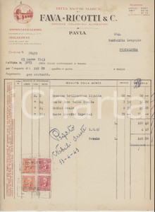 1943 PAVIA Via A. Gilardelli - Ditta Marco SACCHI di FAVA RICOTTI & C. ^Fattura