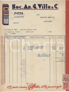 1940 PAVIA Via F. Rismondo - Soc. An. C. VILLA & C. Estratto COFFEA *Fattura (2)