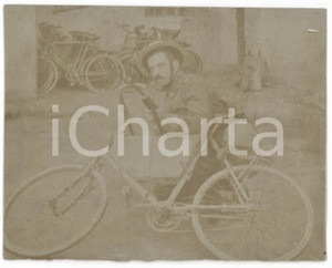 1910 ca ITALIA REGIO ESERCITO Ritratto di ufficiale ciclista - Foto 8x6 cm