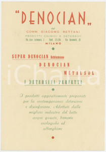 1935 MILANO Ditta Giacomo RETTANI - DENOCIAN e METALSOL Detersivi ^Pieghevole