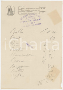 1920 ca ROMA Caffé-Ristorante SANTA CHIARA di Giovanni GAMBI - Conto