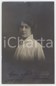1917 COMO Ritratto di giovane donna - Foto cartolina E. MONTORFANO