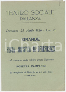 1926 VERBANIA PALLANZA Teatro Sociale - Festa di beneficenza - Rosetta PAMPANINI