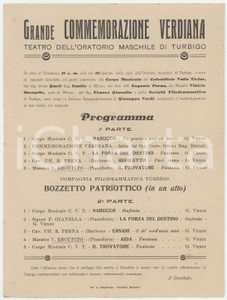 1930 ca TURBIGO Teatro Oratorio - Commemorazione verdiana - Programma concerto