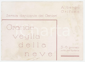 1938 BOLZANO Grande veglia della neve dei GENIERI Albergo GRIFONE *Biglietto