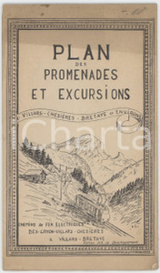 1939 TOURISME SUISSE - Plan promenades et excursions VILLARS CHESIERES BRETAYE Pubblicazione originale d'epoca, con grande mappa al verso.PAGINE: 20 (fronte/retro) POOR/danneggiato piegature e brunitura al lato superiore Formato: 12x20 cm originale e autentica 1