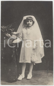 1920 ca TORINO Bambina alla sua PRIMA COMUNIONE Foto M. CAVAJÀ 8x13 cm