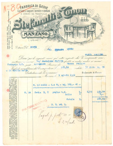 1931 MANZANO (UD) - STEFANUTTI & CONON Fabbrica di sedie - Fattura (2)