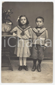 1920 ca ITALIA Fratello e sorella vestiti da marinaretti - Foto ANONIMA 9x14 cm
