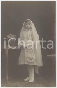1925 ca COSTUME ITALIA Bambina in abito da Prima Comunione *Foto 9x14 cm