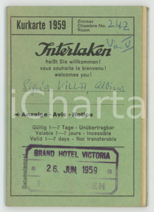1959 INTERLAKEN (SCHWEIZ) Grand Hotel Victoria - Kurkarte - Brochure